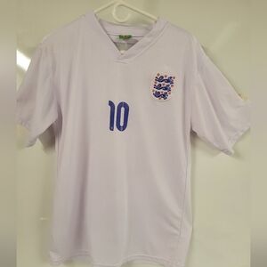 England Rooney #10 White Soccer Futbol Jersey, Large